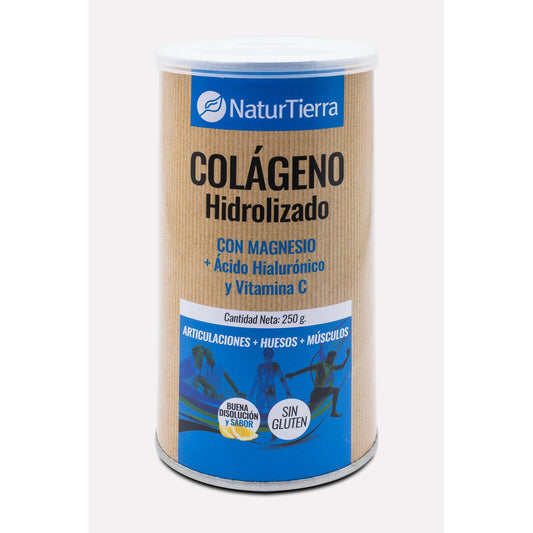 Collagène hydrolysé avec magnésium + acide hyaluronique et vitamine C, 250 g. NaturTierra