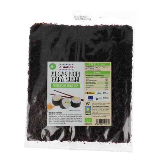 Bio Nori-Algen-Sushi ALGAMAR 10 Blatt 25g