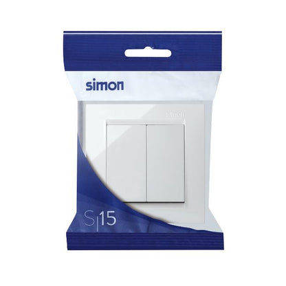 Simon 15 double interrupteur blanc