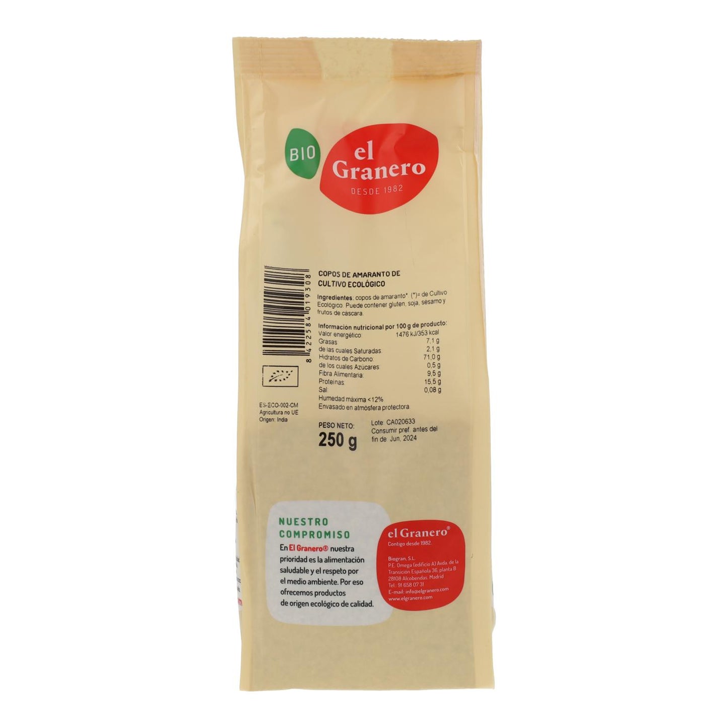 El Granero Organic Amaranth Flakes 250 g