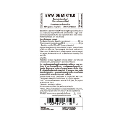Wyciąg z jagód borówki czarnej (Vaccinium myrtillus), 60 kapsułek roślinnych