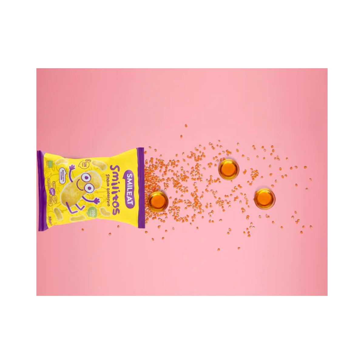 Pakket 12x Smilitos, biologische maïssnoepjes Smileat, 38 g