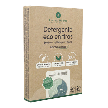 Pakket van 5 Eco-strips wasmiddel en wasverzachter Planeta Huerto 200 wasbeurten