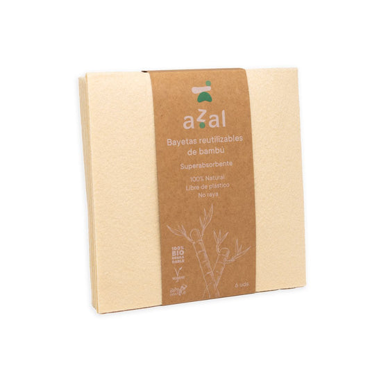 Azal-Zestaw 6 ściereczek bambusowych 35x35. Niebielone. 120 g/m²