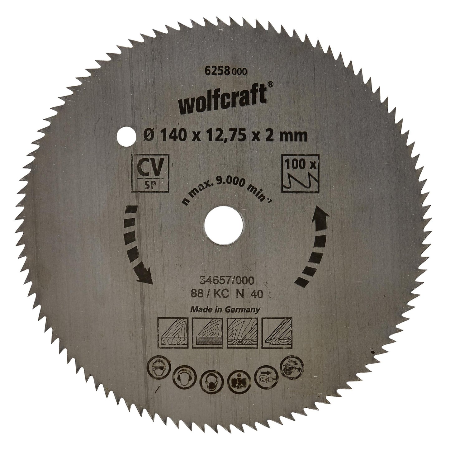 Wolfcraft Kreissägeblätter für feine Schnitte 190 x 16 mm 100 Zähne