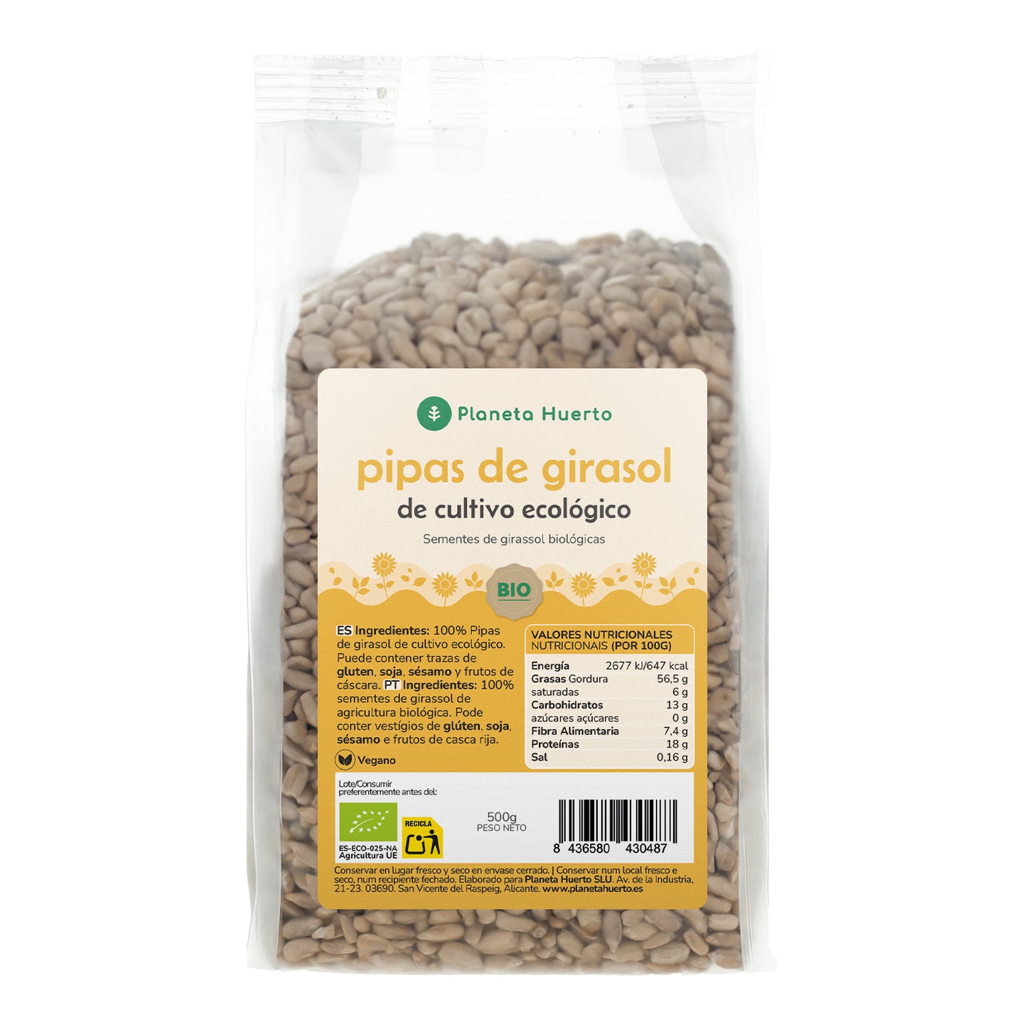 Semi di girasole pelati ECO Planeta Huerto 500 g