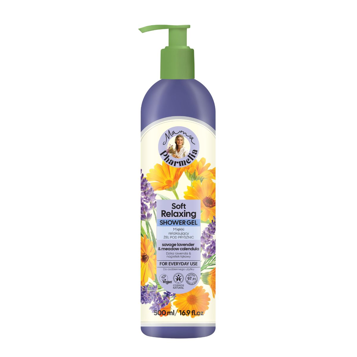 Entspannendes Duschgel mit wildem Lavendel und Ringelblume, Mama Pharmelia, 500 ml