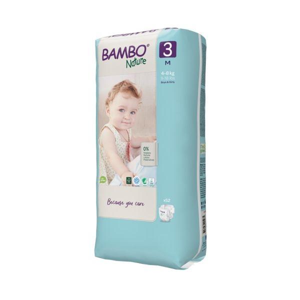 Pañal T3 midi (4-8Kg) Bambo Nature 52 uds