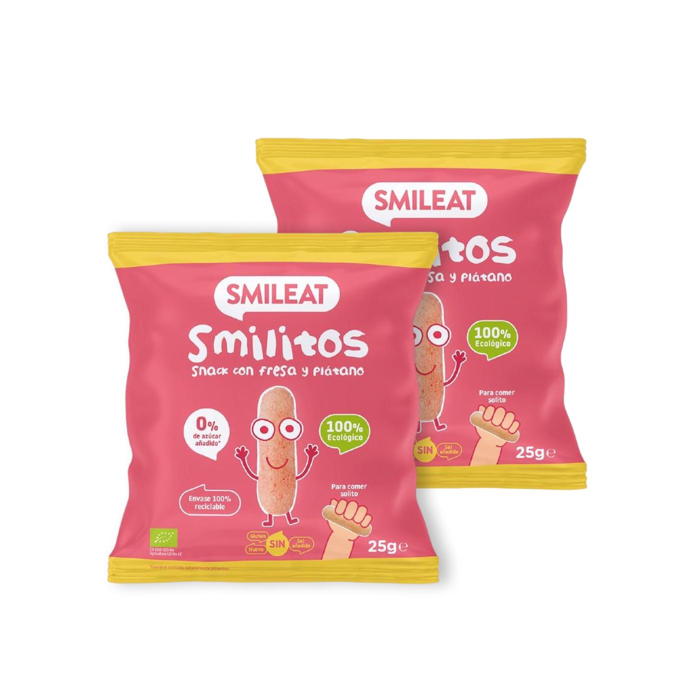 2-pack Smilitos ekologiska jordgubbs- och bananmaskar Smileat 25 g