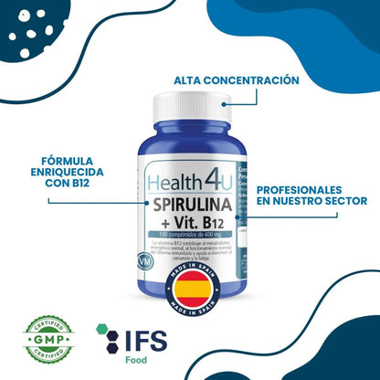 H4U Spiruline + Vitamine B12 100 comprimés 400 mg