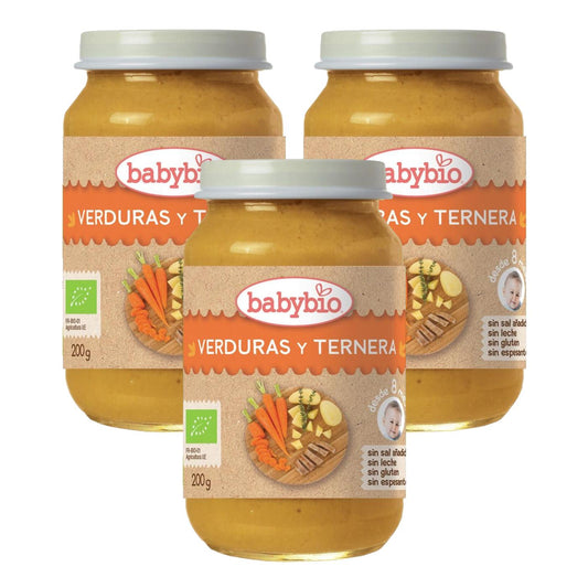 Confezione da 3 vasetti Menu Tradizione Verdure e Manzo, 200 g. Babybio