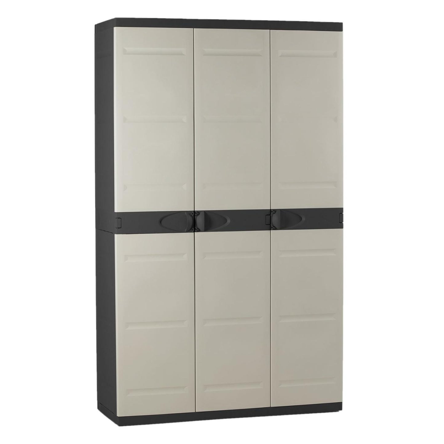 3-türiger Schrank mit Besenhalter 105 cm Titanium Plastiken Schwarz (überholt)