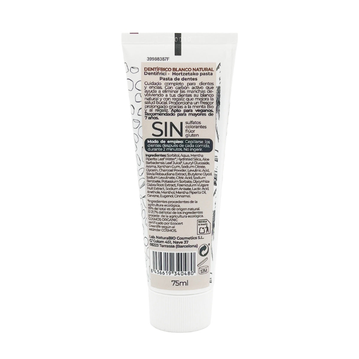 Natürliche Zahnpasta mit Lakritz & Aktivkohle ohne Fluorid, NaturaBIO Cosmetics, 75 ml