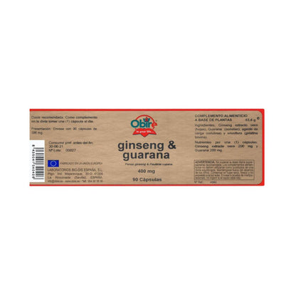 Ginseng und Guarana 400 mg Obire, 90 Kapseln