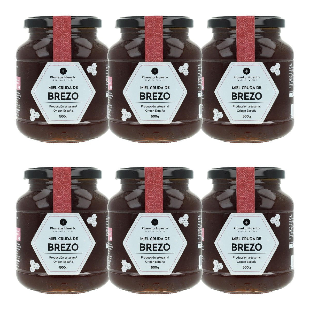 Pack 6x Miel Cruda de Brezo Planeta Huerto 500 gr
