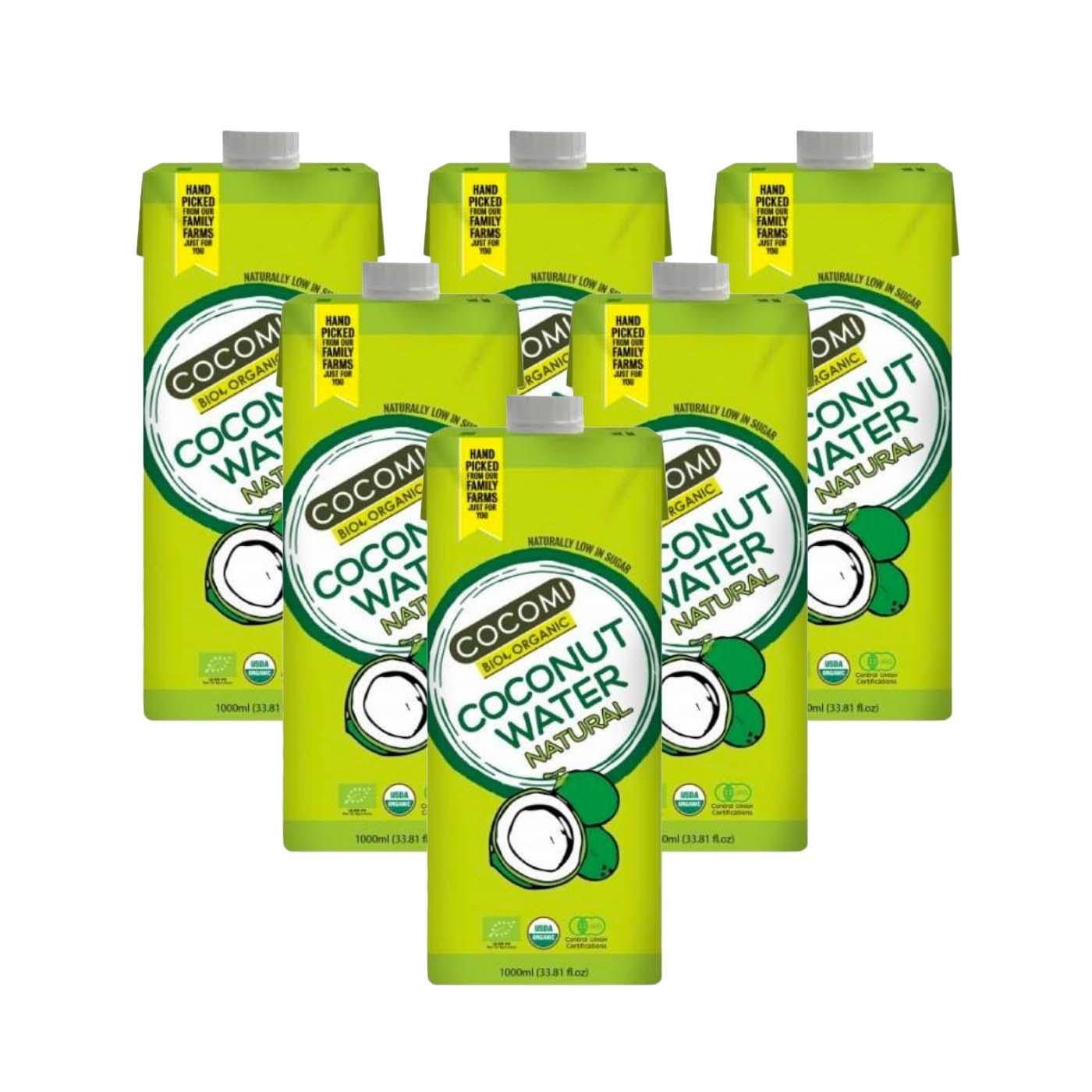 6er-Packung Cocomi Bio Natürliches Kokoswasser 1 Liter