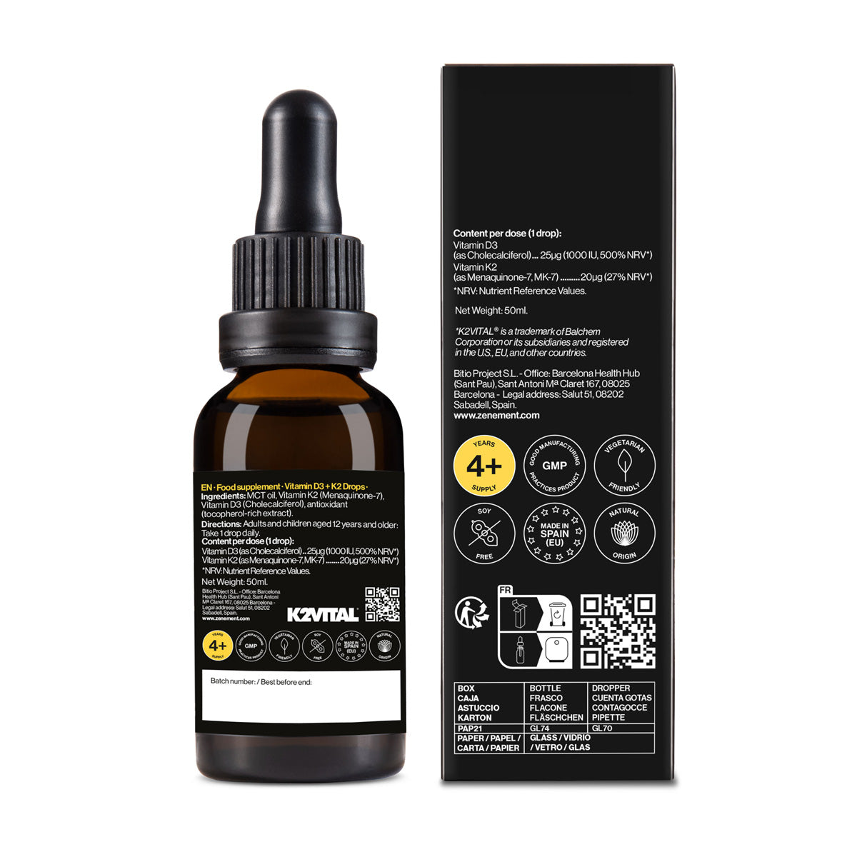 Vitamina D3 + K2 Gocce K2Vital Zenement 50 ml