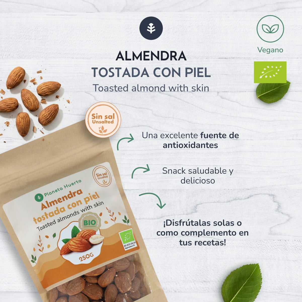 Amandes grillées avec peau ECO Planeta Huerto 1 kg