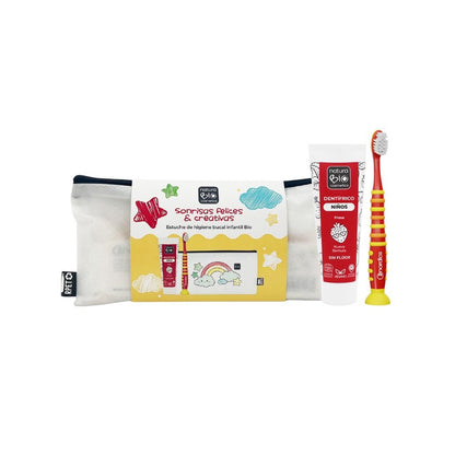 Confezione per l'igiene orale dei bambini con astuccio da colorare