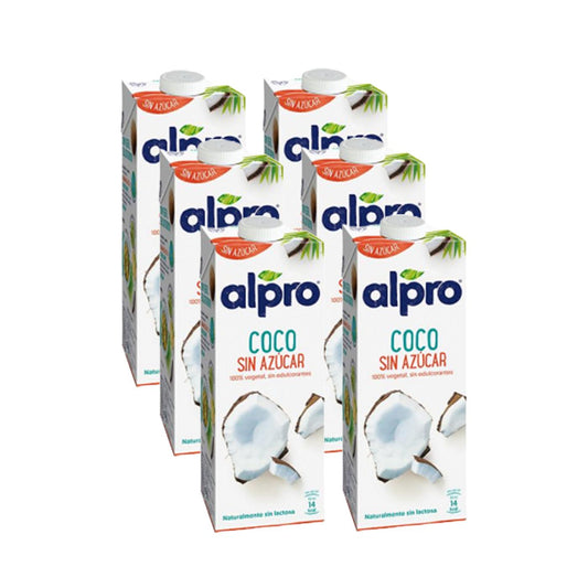 Packung mit 6 Einheiten Alpro zuckerfreies Kokosnussgetränk 1 Liter