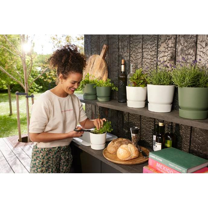 Fioriera con sottovaso integrato Greenville Elho Bianco 30 cm