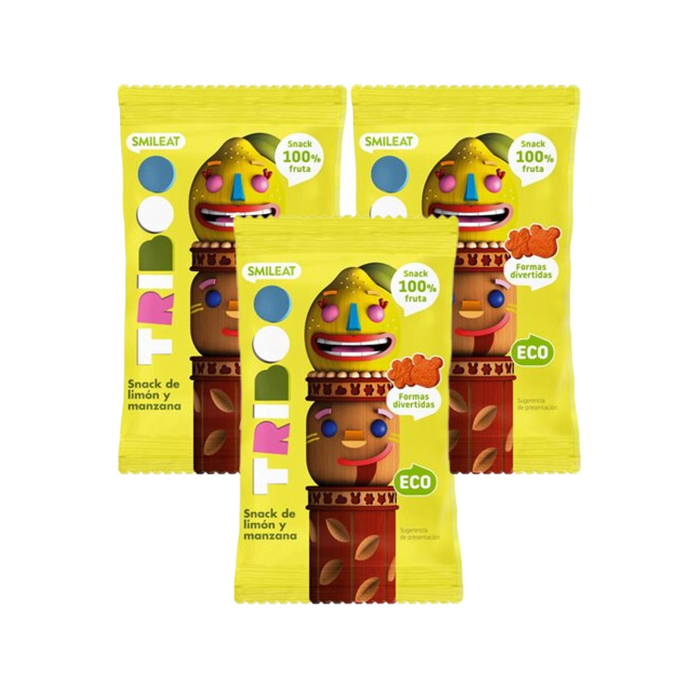 3er-Pack Bio-Snack mit Apfel und Zitrone 25 g Smileat- Triboo