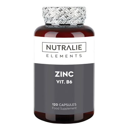 Nutralie Zinc with Vitamin B6 Acne Skin Hair Vegan 120 Capsules