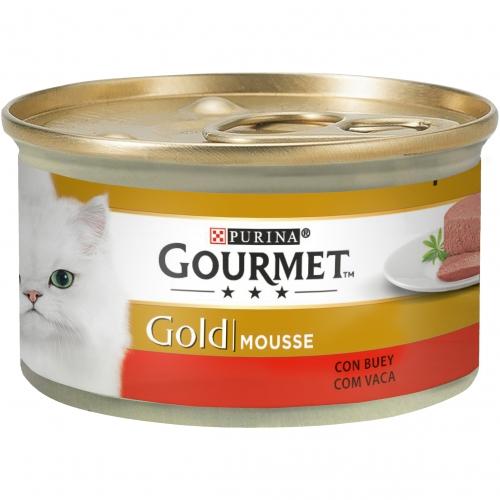 Pack 24 x GOURMET GOLD Mousse Nourriture humide Bœuf 85 g