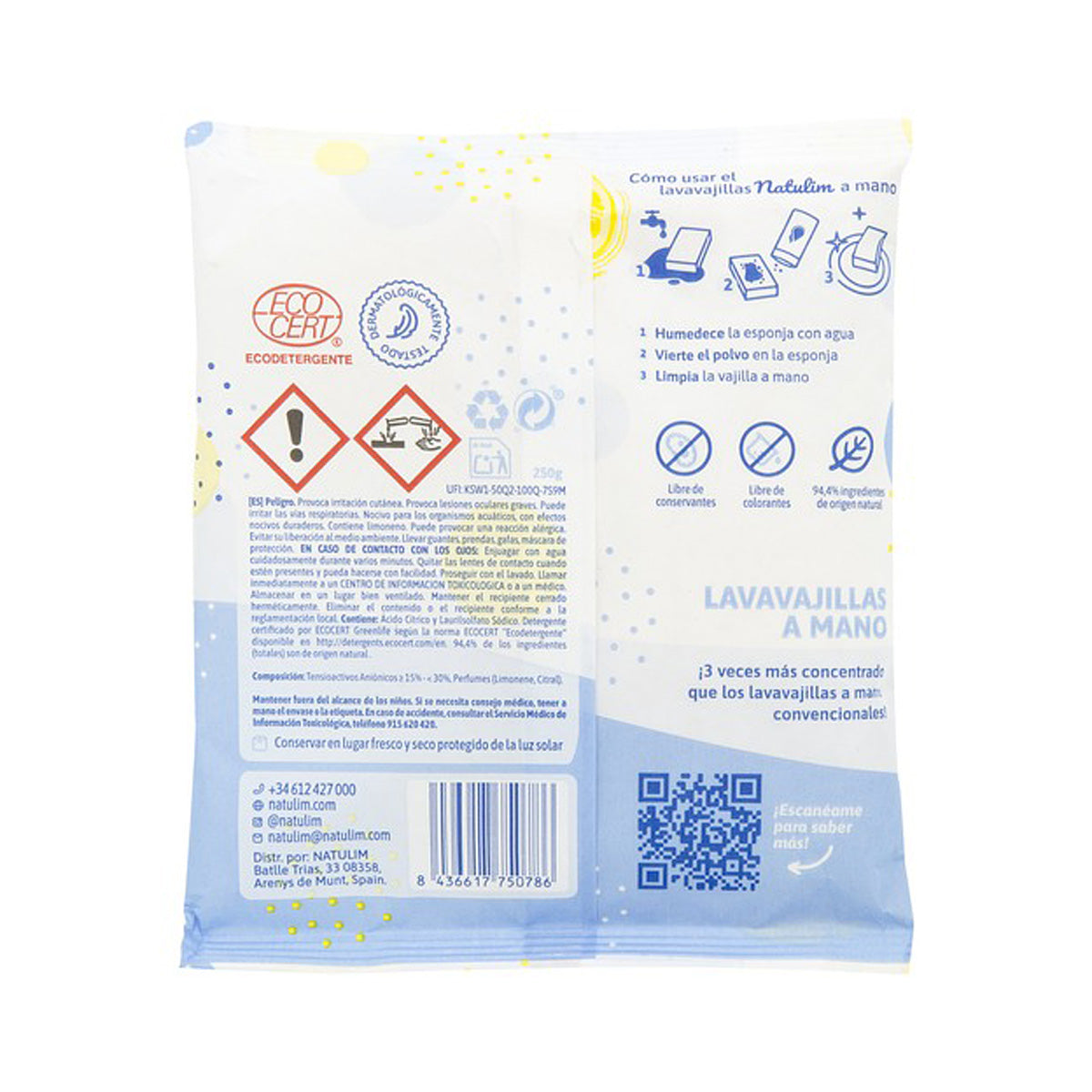 Natulim Lemon Hand Dishwashing Powder 250 g