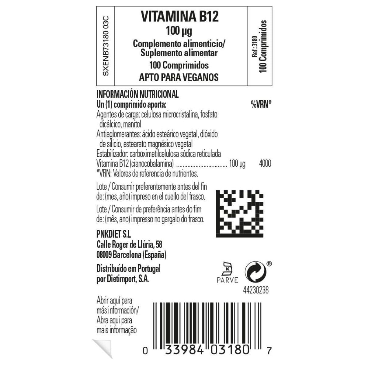 Pakket 2x Vit B12 100 mcg Solgar 100 tabletten