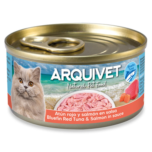 Atún rojo y salmón en salsa Arquivet 80 g Comida húmeda para gatos
