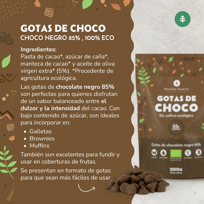 Schokoladentropfen 85% Kakao ECO Planeta Huerto 200 g