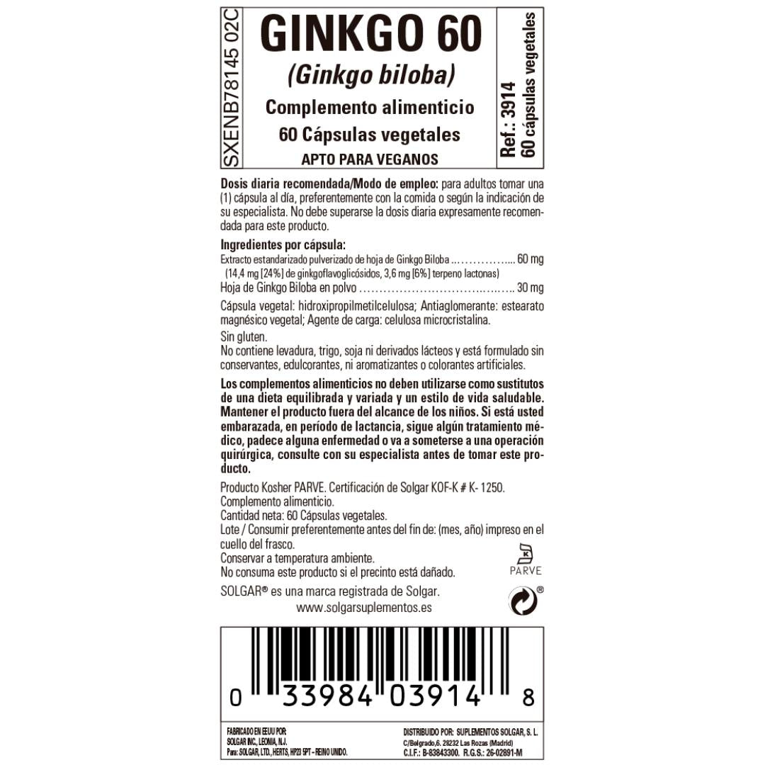 Ginkgo 60, 60 kapsułek roślinnych