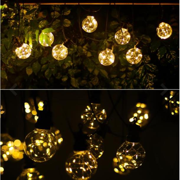 LED-Lichterkette 10 transparente Glühbirnen warmweiß 8 m für Innen- und Außenbereich