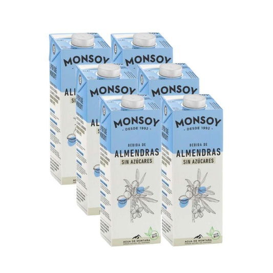 6er-Packung Monsoy zuckerfreies Mandel-Pflanzengetränk 1 l