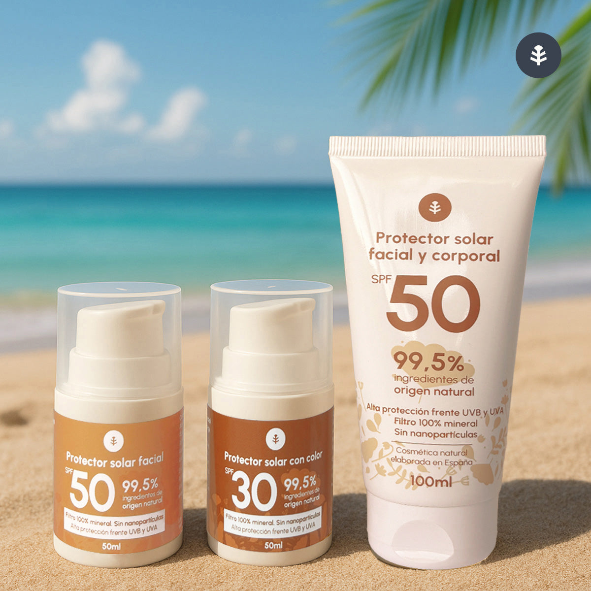 Crema solare protettiva per il viso con colore 100% minerale SPF30 Planeta Huerto 50 ml