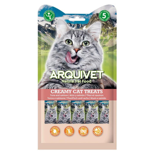 Creamy Cat Treats Snack cremoso al tonno e salmone Arquivet 5x14 g