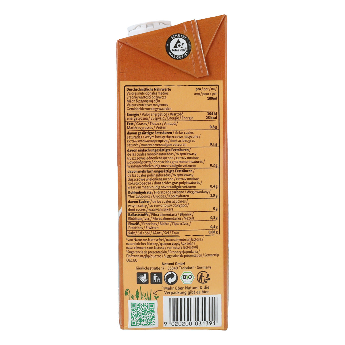 Boisson Avoine Zero BIO Natumi 1 L