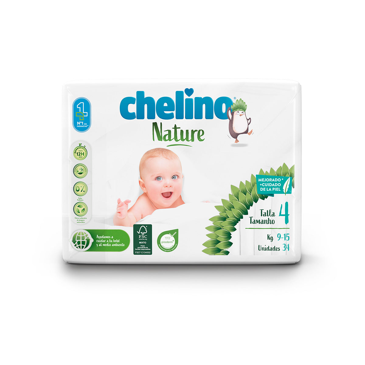Pannolini T4 9-15 kg Chelino Nature 34 unità