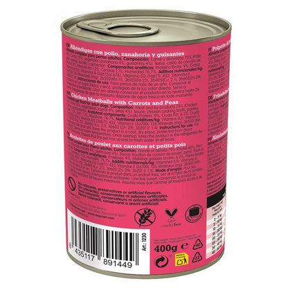 Färska kycklingköttbullar Arquivet 400 g Våtfoder för hundar med kyckling, morötter och ärtor