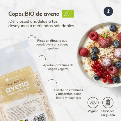 Pack of 4 x Planeta Huerto Organic Gluten-Free Fine Oat Flakes 1.5 kg