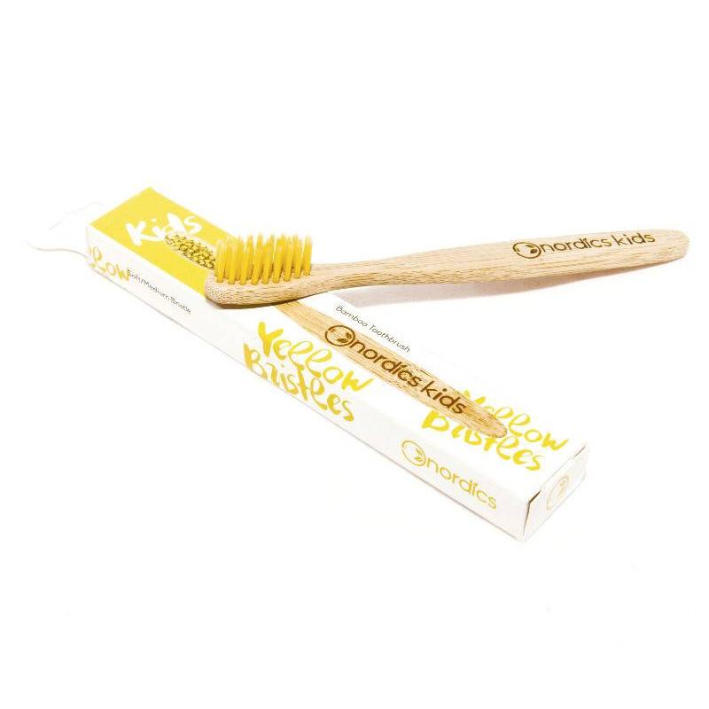 Szczoteczka do zębów bambusowa dla dzieci, żółta Nordics Oral Care