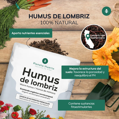 Humus de Lombriz 100% Natural Planeta Huerto 42 L
