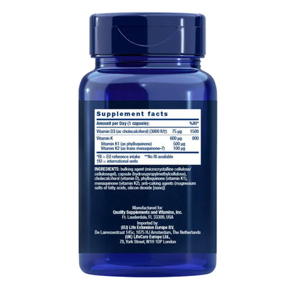 Vitamine D & K, Life Extension 60 Kapseln