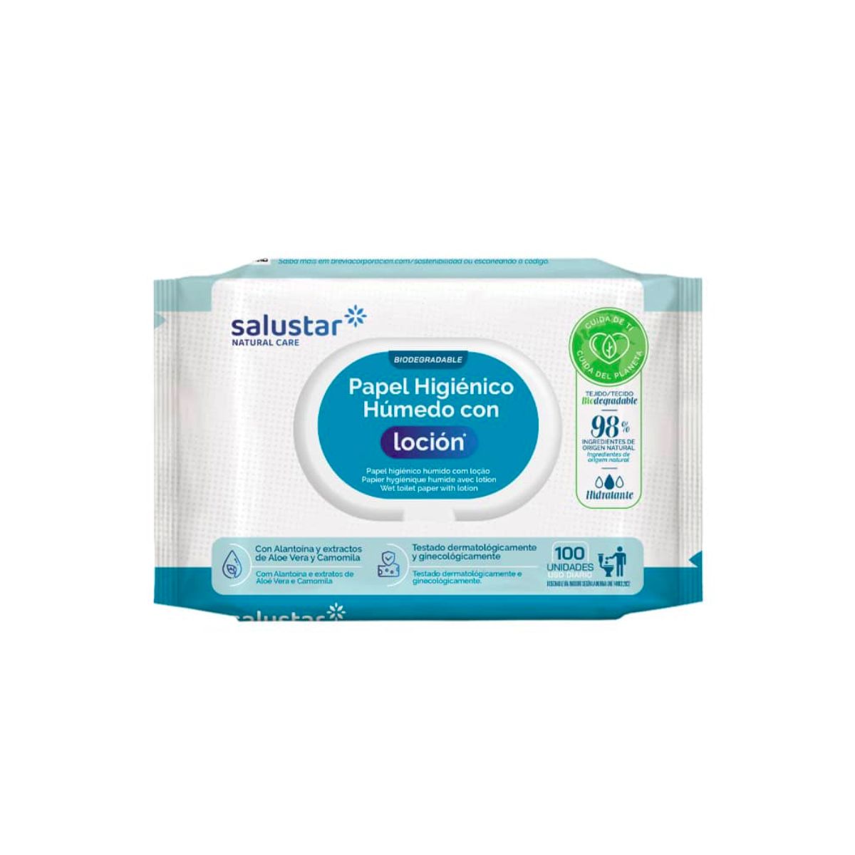 Papier hygiénique humide Salustar, 100 unités