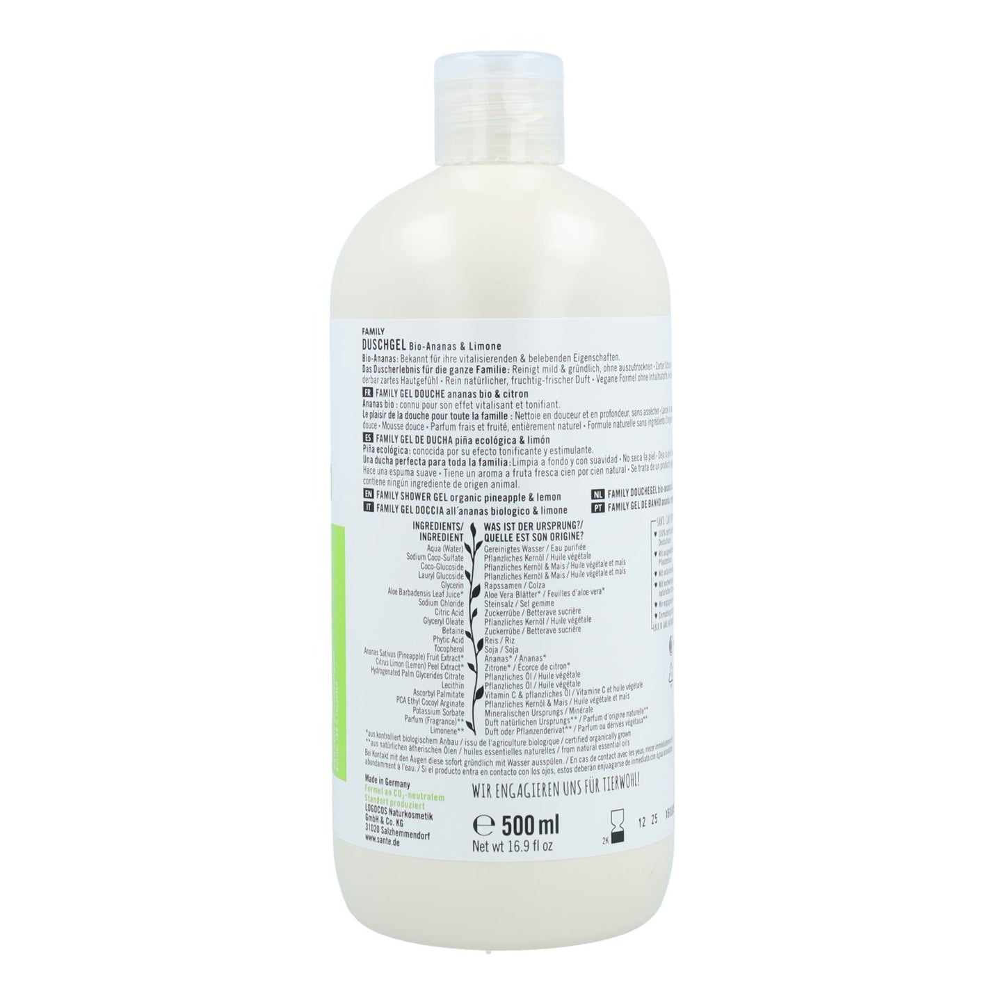 Gel doccia biologico al limone e ananas Sante 500 ml