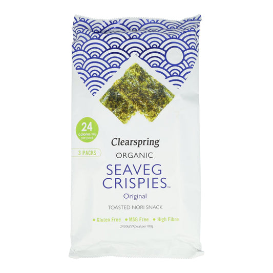 Packung mit 5 Stück BIO Snack aus gerösteten Nori-Algen BIO Clearspring 4 g