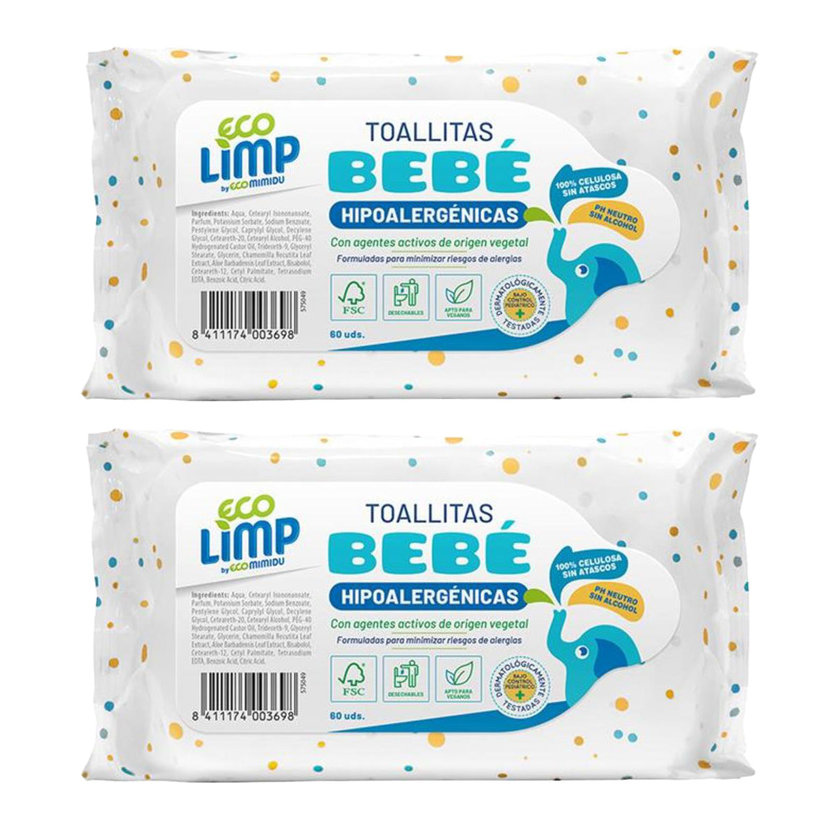 2-pack Mimidu ECO babyservetter 60 st