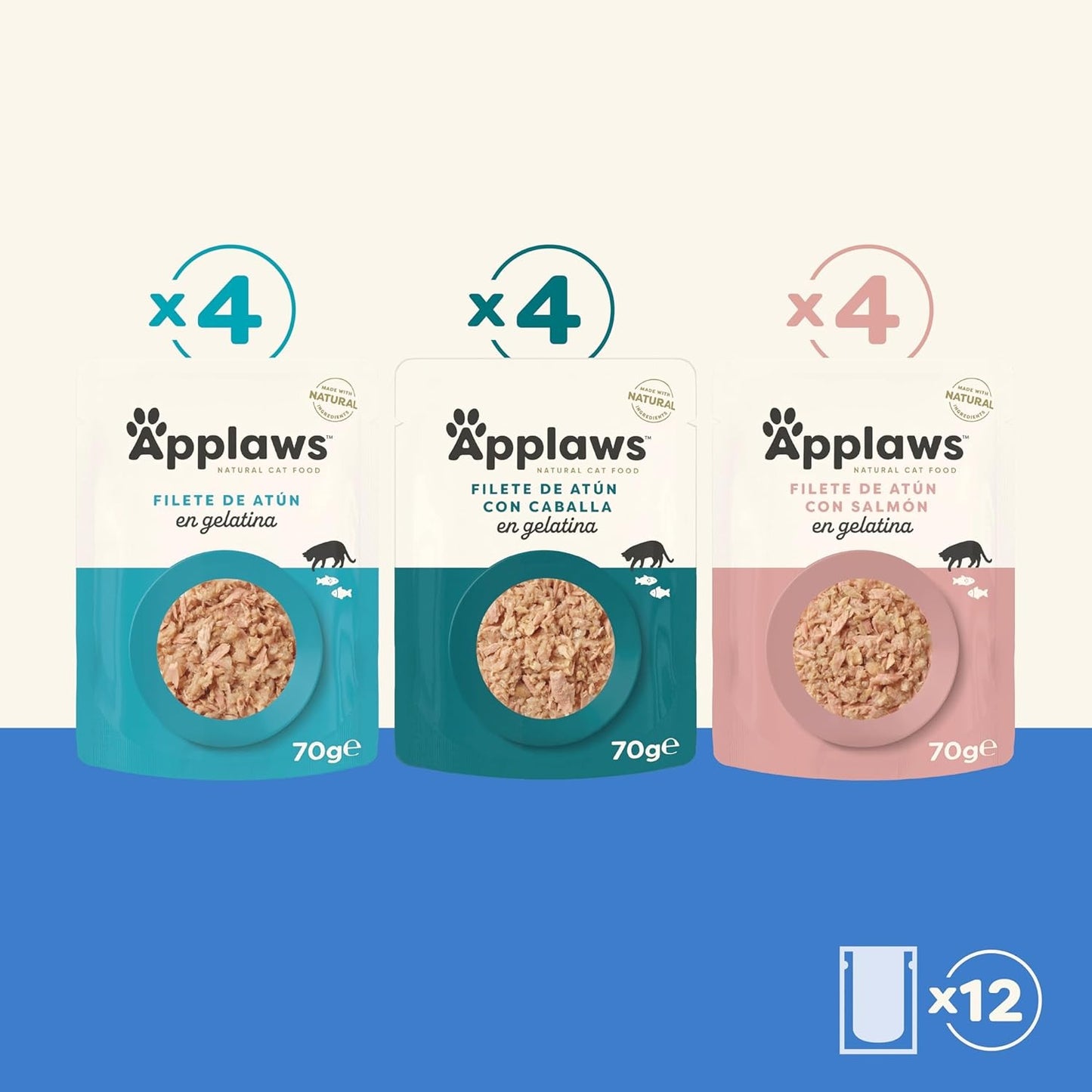 Applaws Cat Multipack mit ausgewählten Fischsorten 12 x 70 g Nassfutter für Katzen