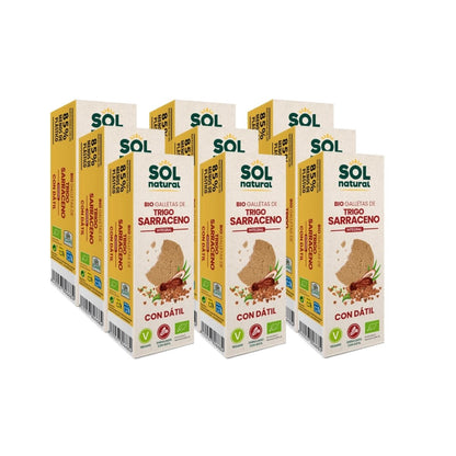9er-Pack Vollkorn-Buchweizenkekse, gesüßt mit Bio-Datteln Sol Natural 170 g